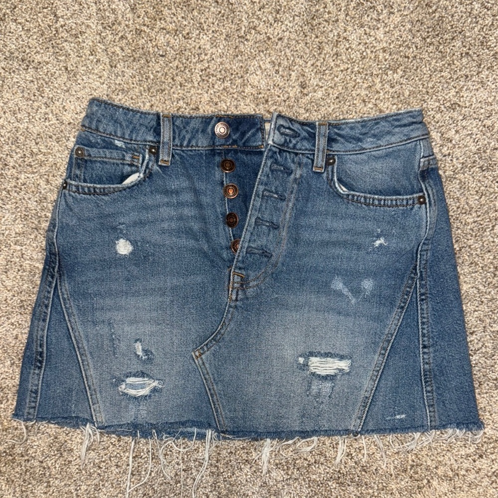 We the Free Denim Distressed Skirt Sz 27